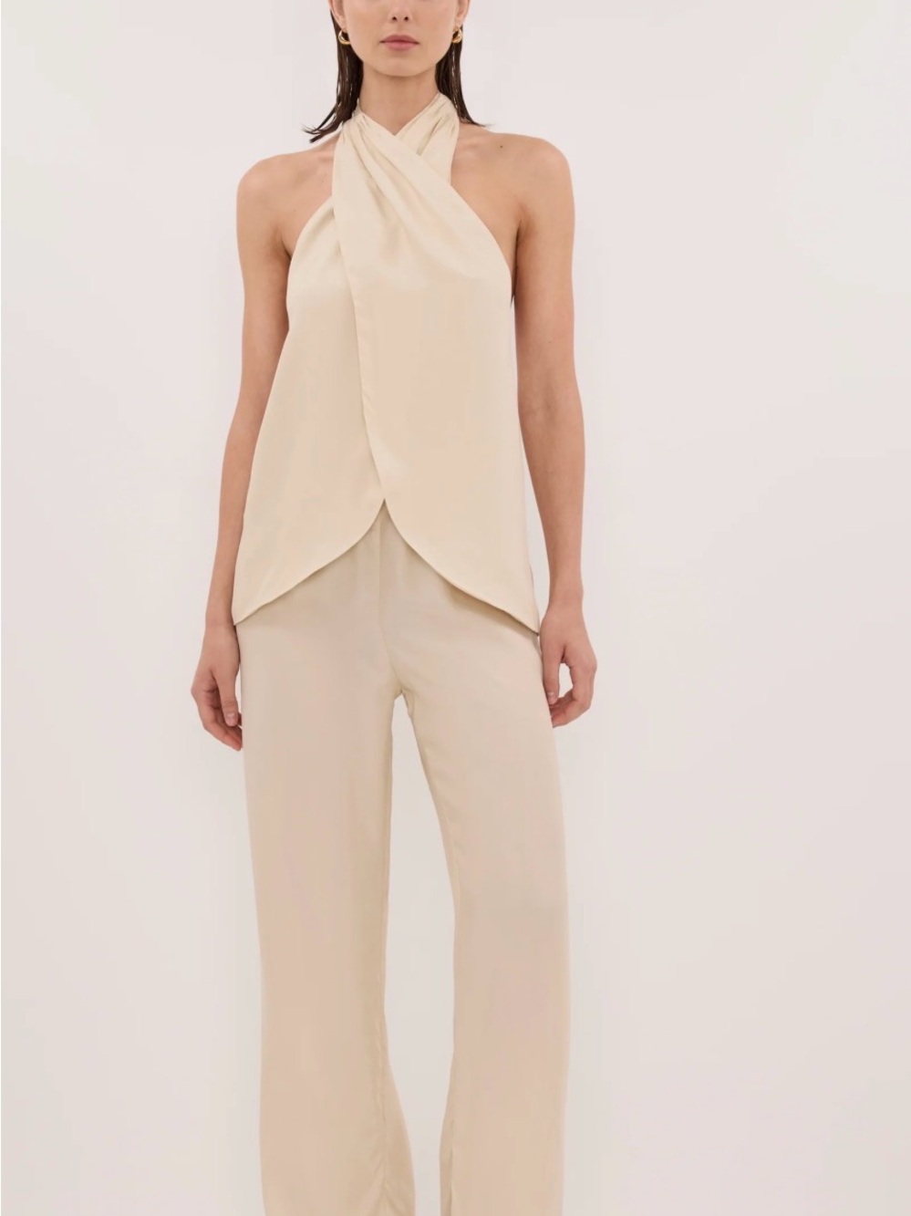 Neutral Cream Halter Skirt Set by DISHH
